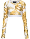 Versace Jeans Couture Watercolour Couture Crop Top In Multi