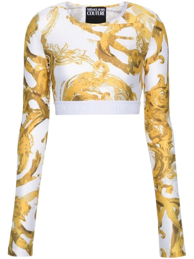 Versace Jeans Couture Watercolour Couture Crop Top In Multi