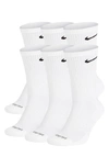 Nike Dry 6-pack Everyday Plus Cushion Crew Training Socks In White/ Black
