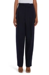 BOTTEGA VENETA PLEATED GRAIN DE POUDRE SATORIAL WOOL TROUSERS