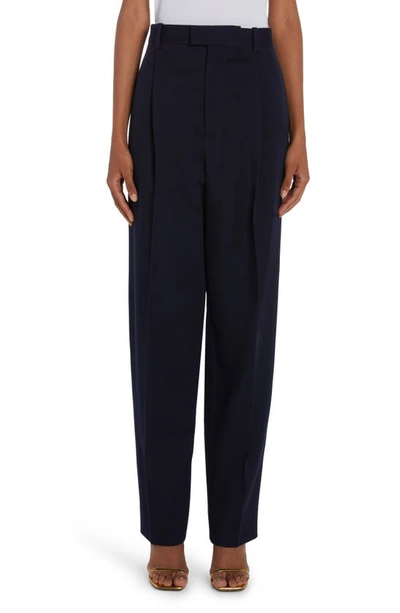 Bottega Veneta Grain De Poudre Wool Straight-leg Pants In Abyss