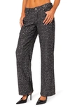 Edikted Nyah Sequin Low Rise Wide Leg Jeans In Black