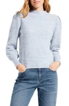 Nic + Zoe Nic+zoe Puff Shoulder Waffle Stitch Sweater In Blue Glacier