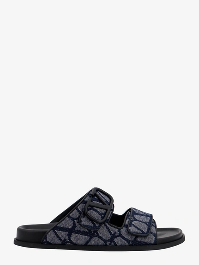 Valentino Garavani Iconographe Logo-jacquard Canvas Sandals In Blue