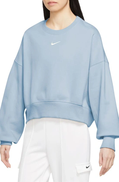 Nike Women's  Sportswear Phoenix Fleece Over-oversized Crew-neck Sweatshirt In Light Armory Blue/ Sail