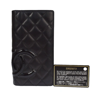 Pre-owned Chanel Cambon Black Patent Leather Wallet  ()