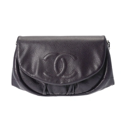 Pre-owned Chanel Demi Lune Purple Leather Shoulder Bag ()