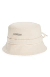 Jacquemus Cotton Bucket Hat With Structured Crown And Wide Brim In Off-white 110
