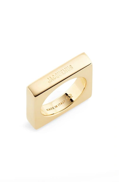 Jacquemus Men's Le Chouchou Gold-plated Brass Square Ring In Light Gold