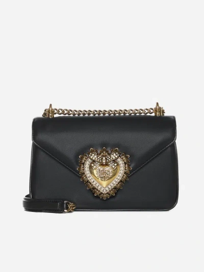 Dolce & Gabbana Devotion Nappa Leather Shoulder Bag In Black