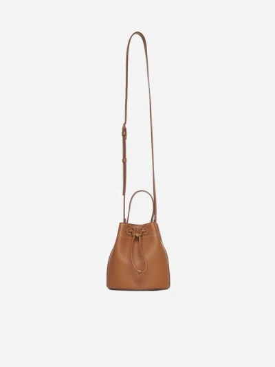 Burberry Leather Mini Bucket Bag In Warm Russet Brown