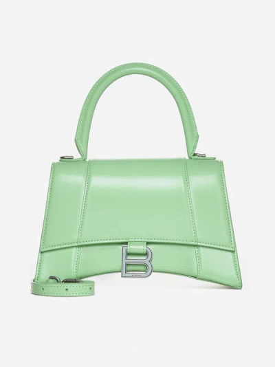 Balenciaga Small Hourglass Leather Tote Bag In Mint Green