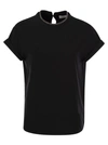 Brunello Cucinelli Navy Cotton T-shirt In Black