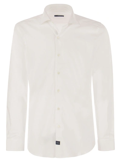 Fay Stretch French Collar Shirt In White