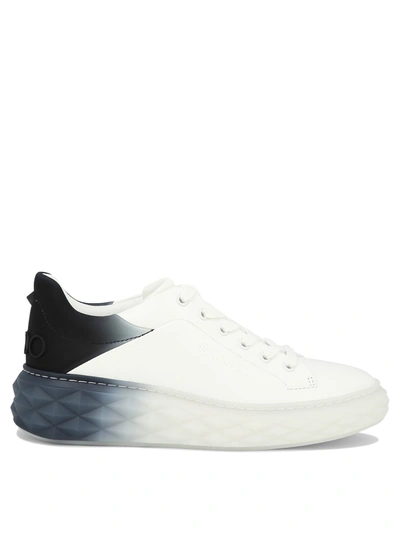 Jimmy Choo Diamond Maxi Logo-embossed Leather And Woven Low-top Trainers In Multi-colored