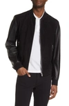 HUGO BOSS BOSS MALBANO MIXED MEDIA LEATHER & SUEDE JACKET