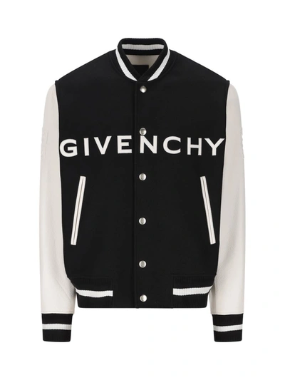 Givenchy Contrasting-sleeves Bomber Jacket In Black/white
