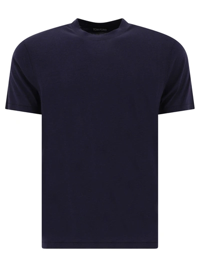 Tom Ford Lyocell T Shirt In Blue