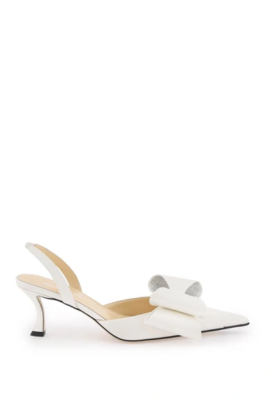 Mach E Mach 'le Cadeau' Slingback Pumps With Double Bow In Bianco