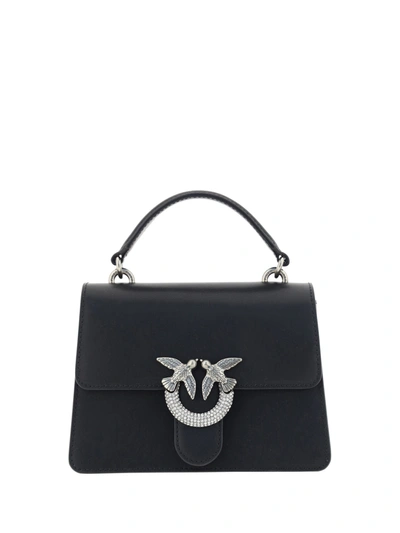 Pinko Black Calf Leather Love One Classic Handbag