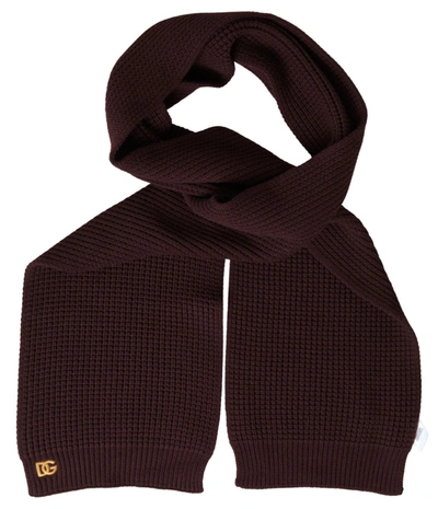 Dolce & Gabbana Brown Cashmere Knitted Neck Wrap Shawl Scarf In Burgundy