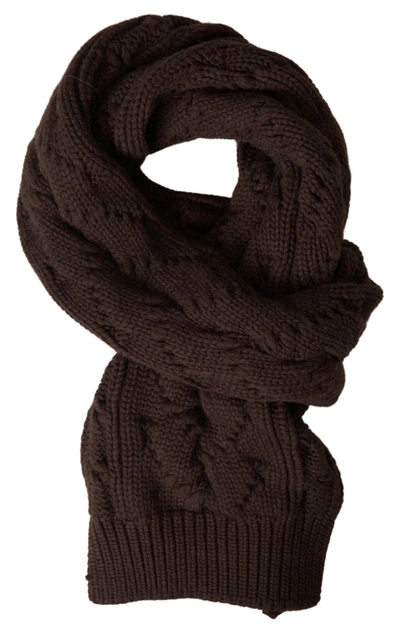 Dolce & Gabbana Brown Cashmere Knit Neck Wrap Shawl Scarf