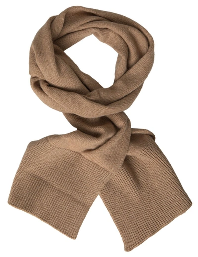 Dolce & Gabbana Brown Knitted Camel Wrap Shawl Foulard Scarf