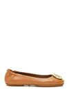 Tory Burch Minnie Travel Ballet With Metal Logo In Brown