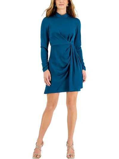 Taylor Womens Satin Gathered Cocktail And Party Dress In Blue