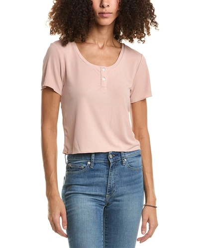 Saltwater Luxe Cropped Henley In Pink