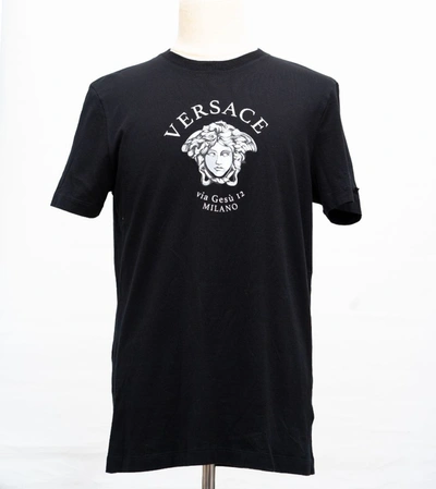 Pre-owned Versace Black Printed Men's T Shirt