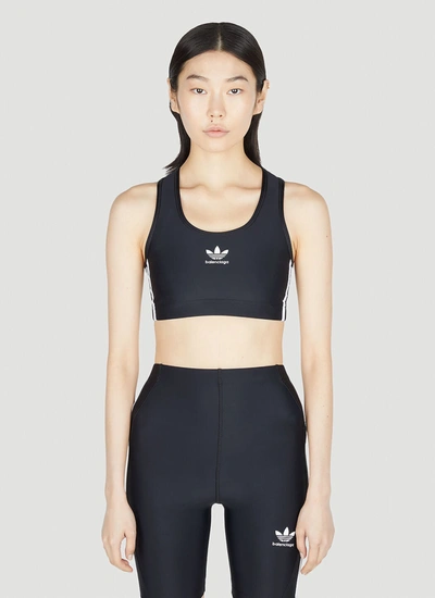 Balenciaga X Adidas Embroidered-logo Sports Bra In Black