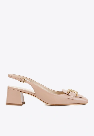 Tod's 50 Patent Leather Slingback Pumps In Pink & Purple