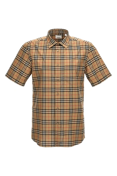 Burberry Beige Check Shirt In Cream