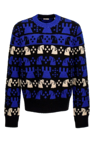 Burberry Chess Wool Blend Sweater In Knight