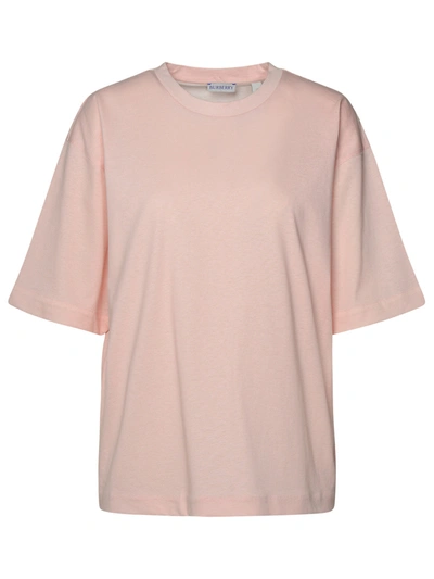 Burberry Woman Pink Cotton T-shirt In Neutrals