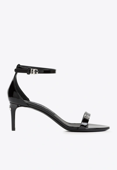 DOLCE & GABBANA 65 LOGO SANDALS IN PATENT LEATHER