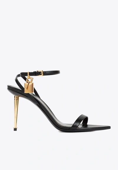 Tom Ford 80 Padlock Leather Sandals In Black