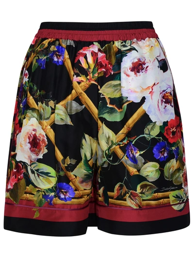 DOLCE & GABBANA DOLCE & GABBANA MULTICOLOR SILK SHORTS WOMAN