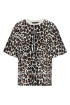Dolce & Gabbana Crew Neck Flocked Cotton T-shirt With Animal Motif In Multicolor