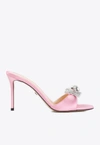 Mach&mach 95 Double Bow Satin Mules In Pink