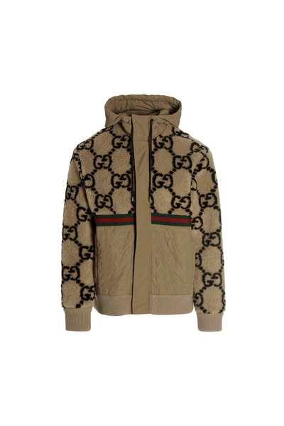 Gucci Men 'gg' Jacquard Jacket In Cream