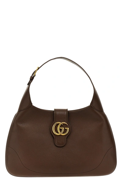 Gucci Aphrodite Medium Leather Shoulder Bag In Brown