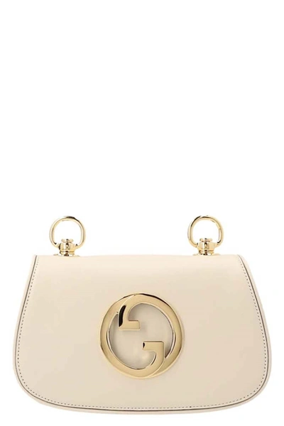 Gucci Blondie Leather Shoulder Bag In White And Orange
