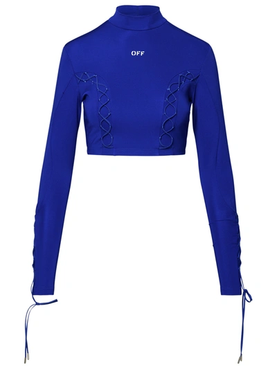 Off-white Logo Stamp Lace-up Long-sleeve Top In Blue