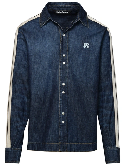 PALM ANGELS PALM ANGELS TRACK JACKET IN BLUE COTTON MAN