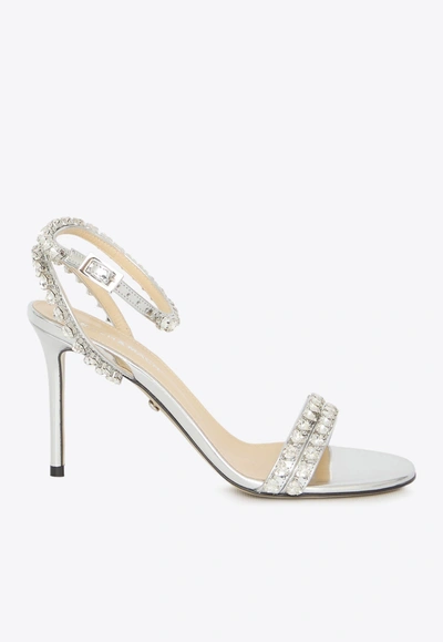 Mach & Mach Audrey 95 Crystal-embellished Sandals In Silver