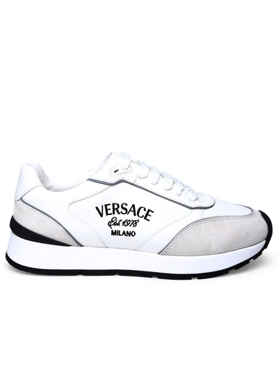 VERSACE VERSACE MAN VERSACE WHITE LEATHER SNEAKERS