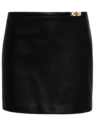 Versace Woman Black Leather Miniskirt