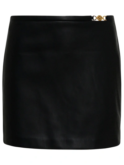 Versace Leather Miniskirt In Black